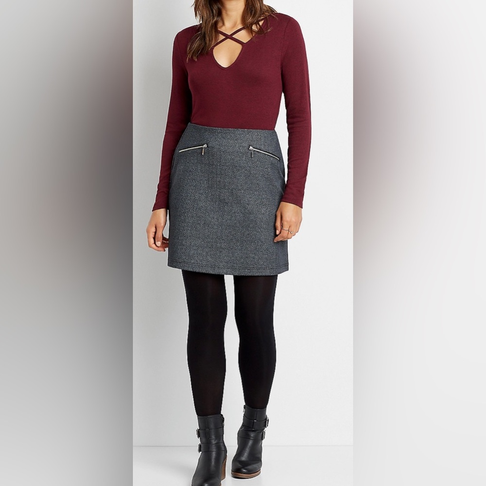 Maurices - High Rise Gray Chevron Skirt - Size‎ L